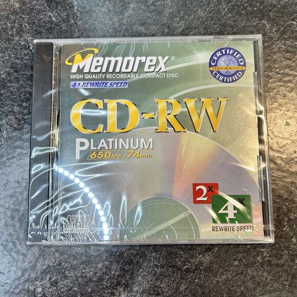 Memorex CD-RW Platinum 4x Rewritable Speed 650MB / 74 mins 21 Discs New & Sealed - Picture 9 of 10